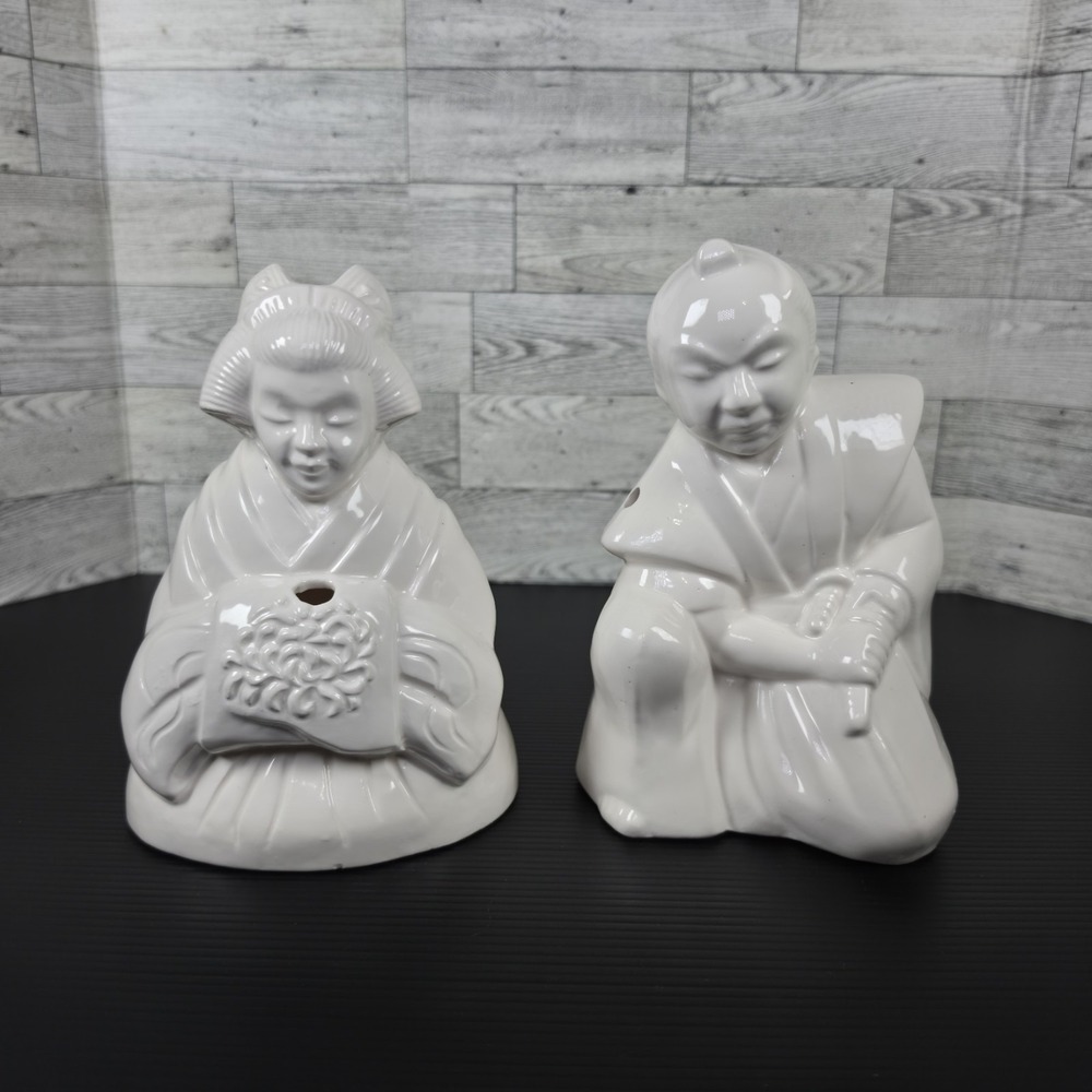 Vintage Benihana of Tokyo Geisha Tiki Mug Figurine Porcelain 7" lot of 2